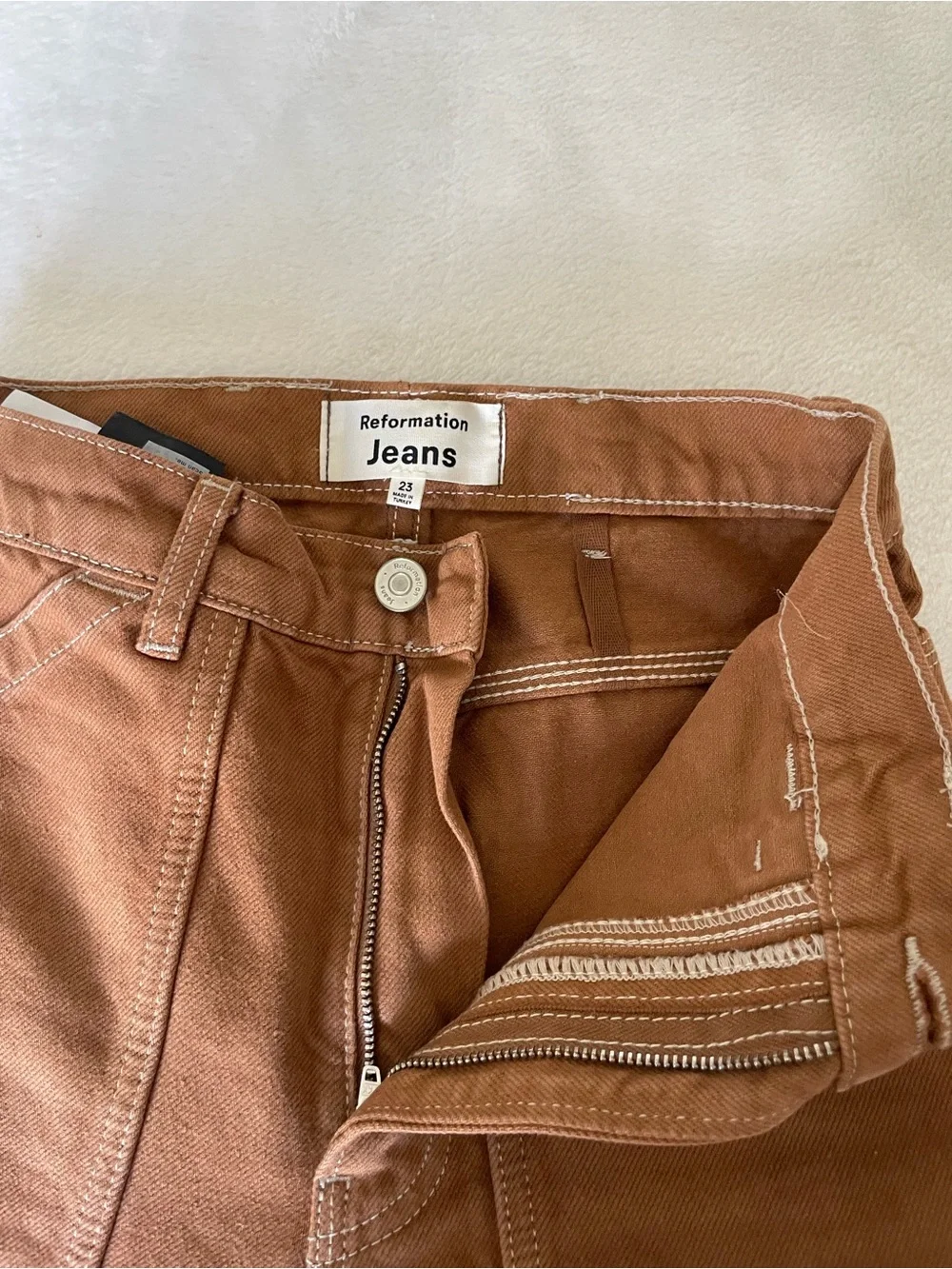 Reformation Kealy Carpenter Brown High-Rise Straight Pants - Picture 8 of 13